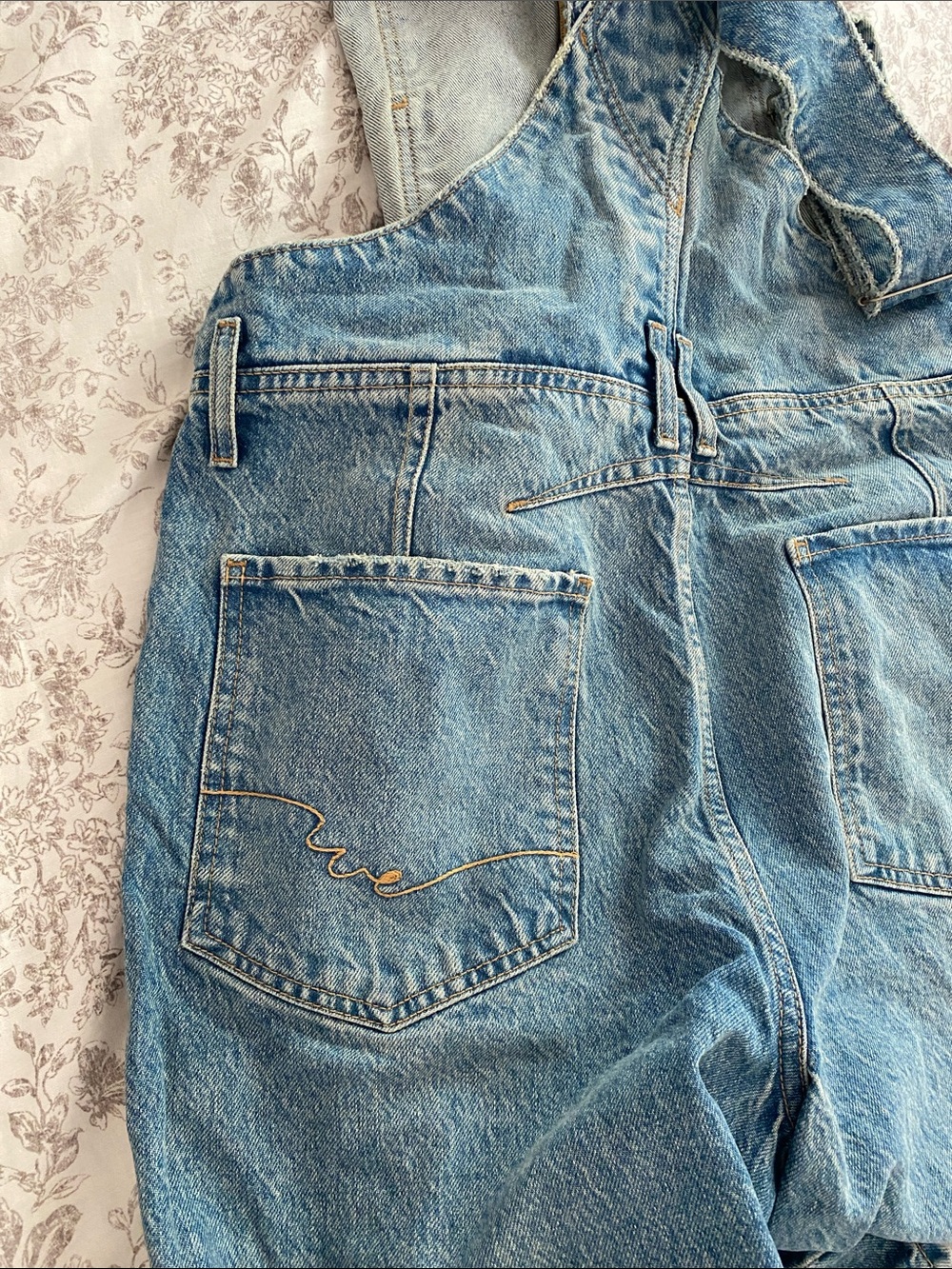 Free People Light Blue Wide-Leg Denim Overalls - Picture 4 of 6